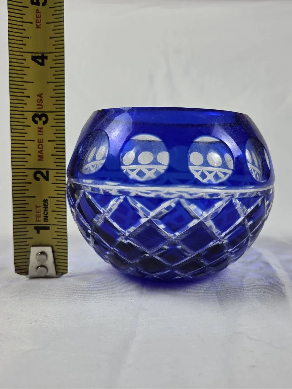Cobalt Blue Bohemenian Cut Crystal 3.5